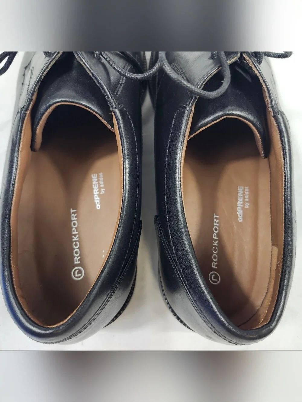 Rockport Adiprene Men's 11.5 Black Leather Apron Toe Lace-Up Derbys Dress Shoes